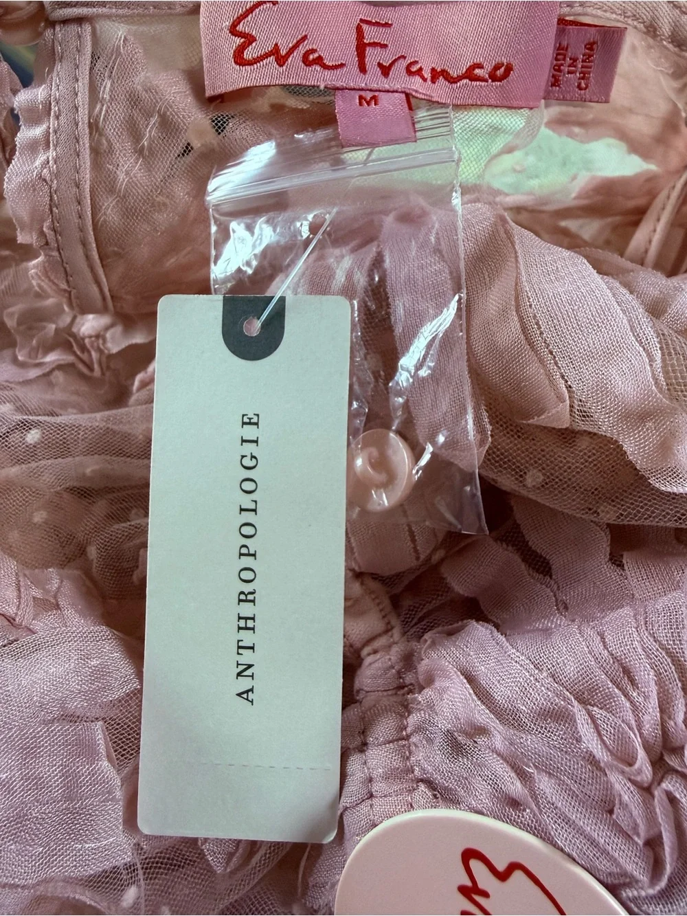 NWT Anthropologie Eva Franco Pink Lace Floral Boho Blouse Size Medium